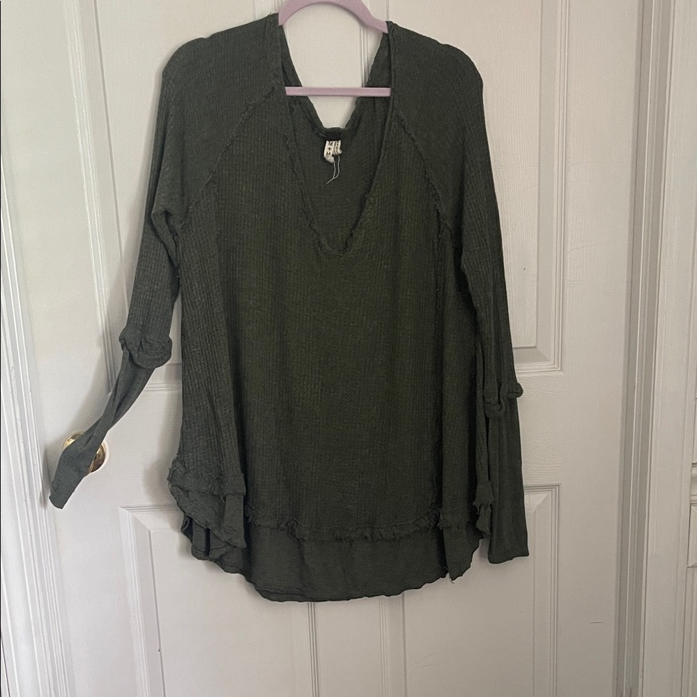 We The Free Deep Green V-Neck Tunic